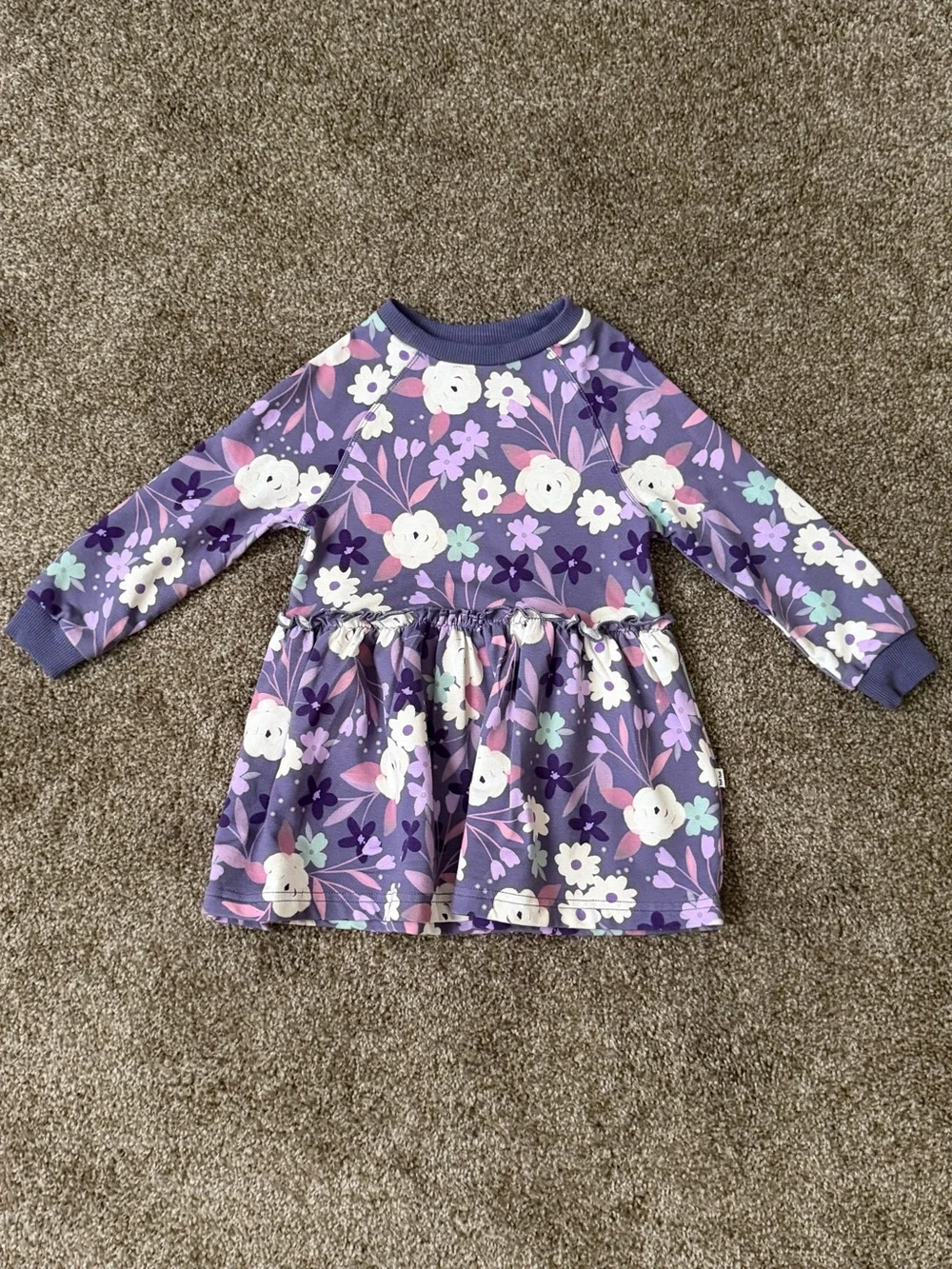 Little Sleepies Purple Floral Long-Sleeve Dress